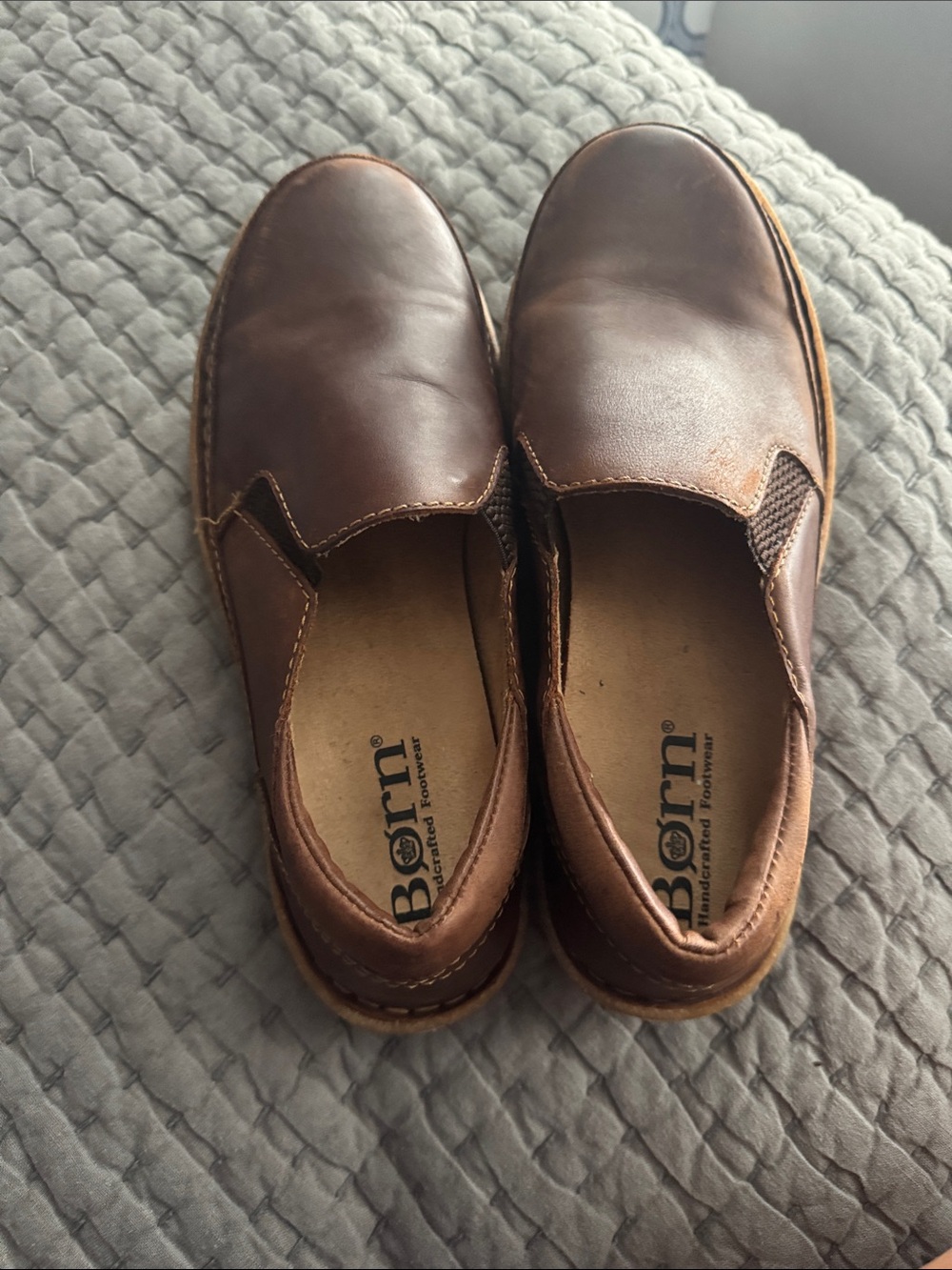 Born Brown Leather Slip-On Loafers